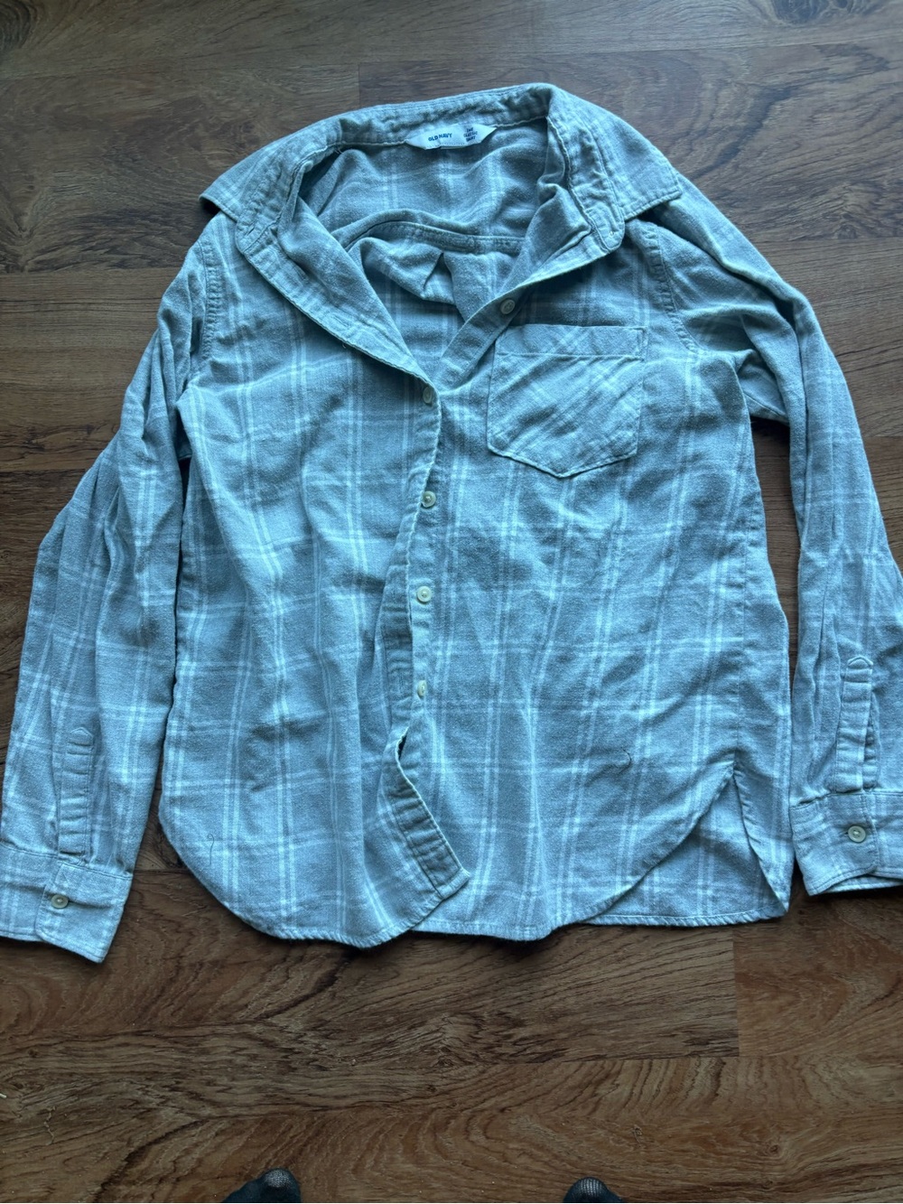 Old Navy Light Blue Plaid Casual Button-Down Shirt